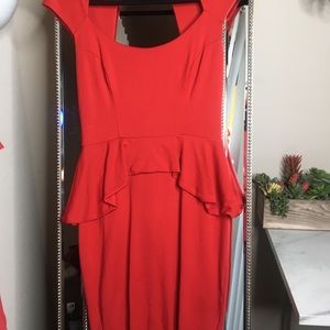 Bebe red peplum mini dress